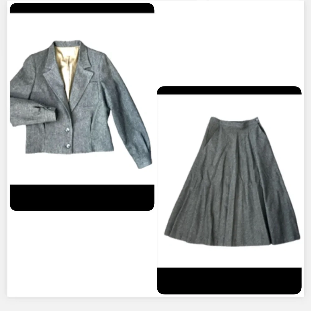 Jones New York Vintage‎ Chic Aline Skirt and Jacket Gray